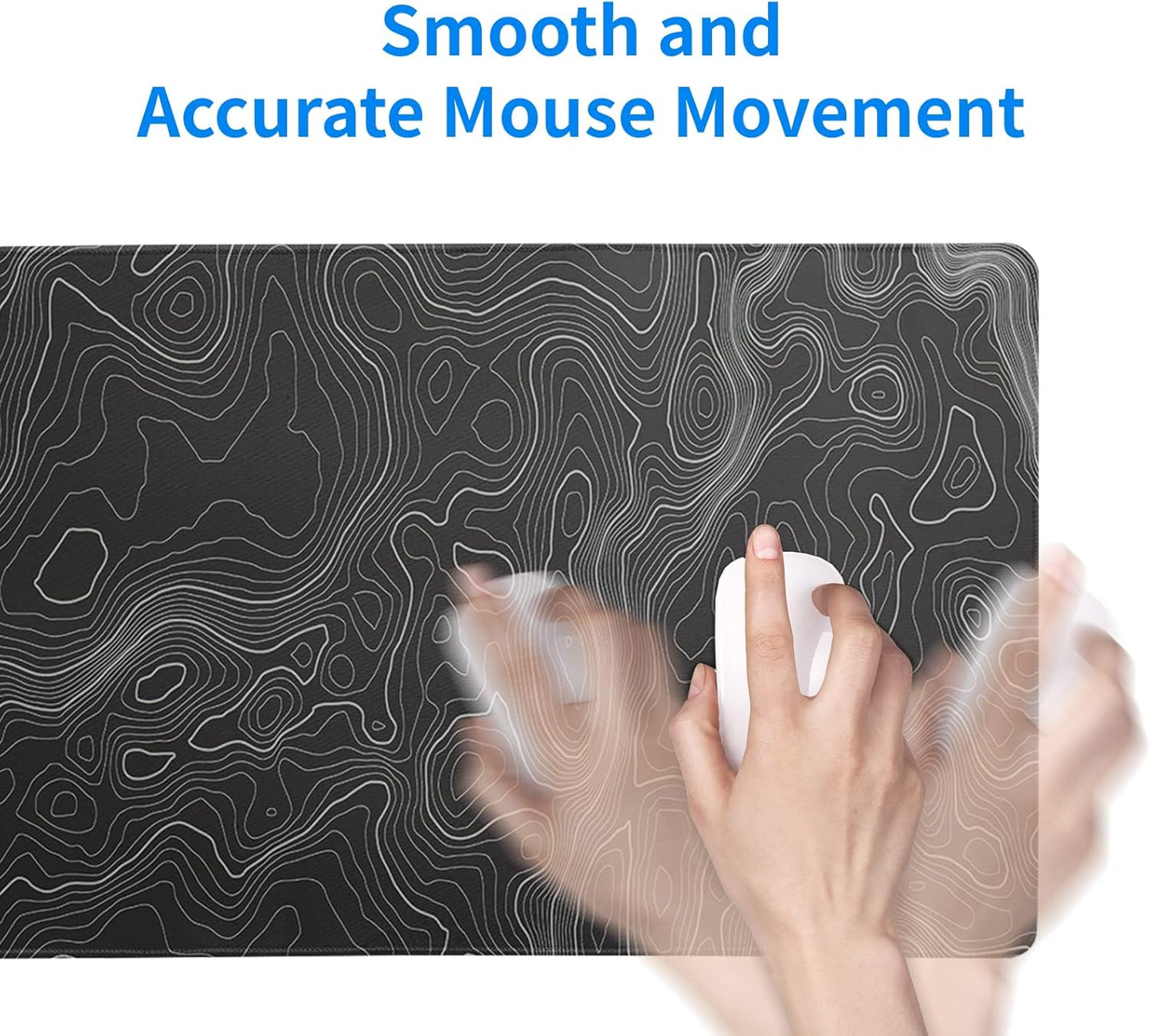 Klndcorner Topographic Contour Extended Big Mouse Pad Large,Gaming Mouse Pad Desk Pad,27.6x11.8 Inch Long Computer Keyboard Mouse Mat Mousepad with 3mm Non-Slip Base and Stitched Edge for Gaming and Office