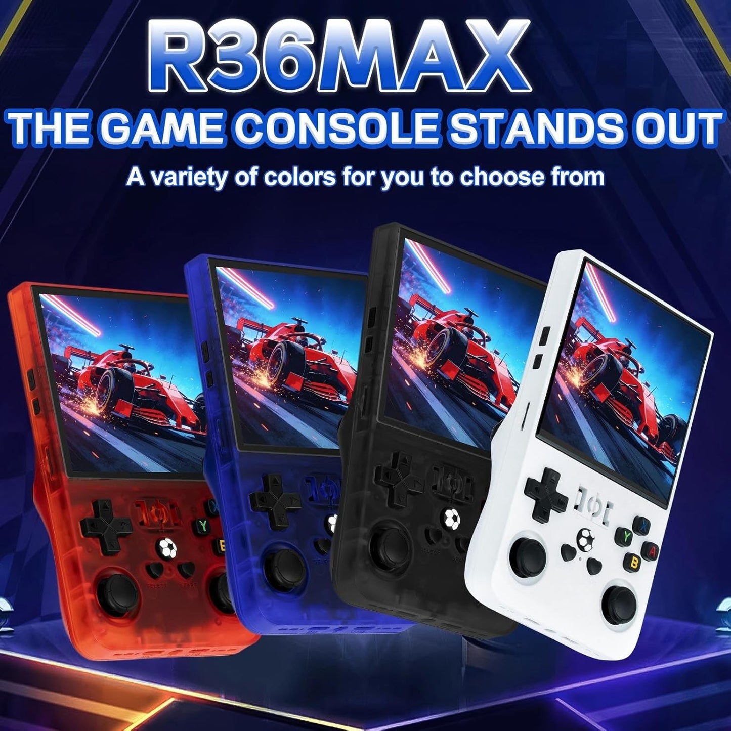 Klndcorner R36MAX Handheld Game Console - 4.0-Inch Screen, Support 22000+Classic Games,128G TF Card,Portable Console with Open Source System,4000mAh Battery,Birthday Gift for Adult or Partner - White