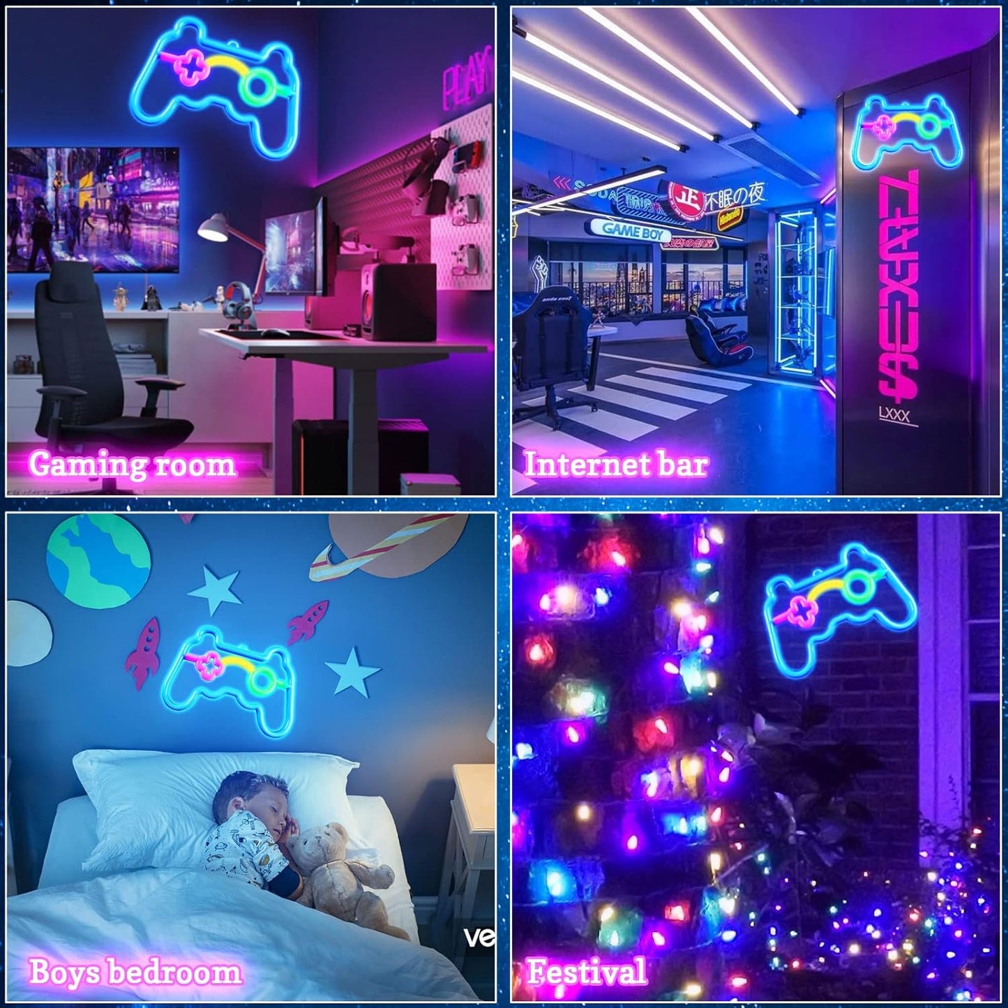 Klndcorner Gamer Neon Sign, Gamepad Controller Shape - USB/Battery Powered LED Wall Light for Gaming Room Decor, Retro Arcade Gifts for Teens Boys Kids