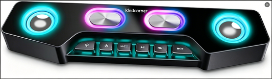 klndcorner PC Speakers for Desktop, Bluetooth Computer Speakers Wireless for Gaming, Streaming, Party, E-Sport, RGB Loudspeaker with Aux-in Audio Jack, Controllable RGB, Volume Button A16 Black
