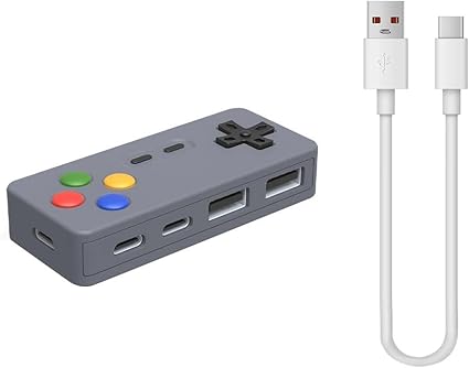 Klndcorner Creative and Personalized Cartoon Game Design Hub 4 in 1 Multi Port Expansion Mouse Keyboard USB Converter Connector