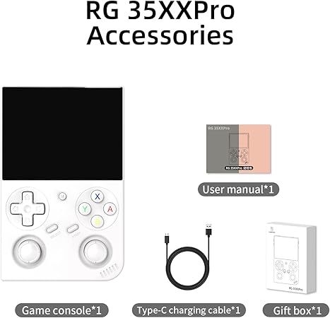 Klndcorner RG35XX Pro Handheld Game Consoles RG35XXPro Retro Gaming Console with 64GB Card 4353 Games Video Game Console Linux 64 Portable Pocket Arcade Support 30+ Simulators WiFi Bluetooth HD Output White