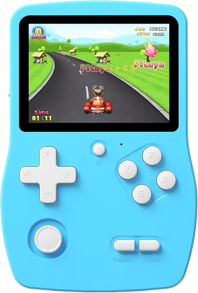 Klndcorner 32 Bit Handheld Games for Kids Preloaded 139 Video Games, Portable Video Gaming Player with 3.0" IPS Screen and Rechargeable Battery, Mini Travel Games Electronic Gifts Toys for Boys Girls, Blue