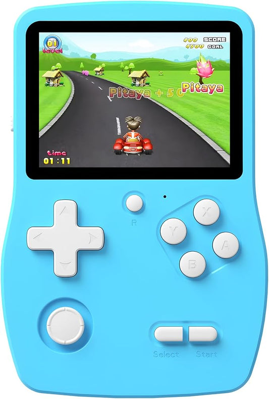 Klndcorner 32 Bit Handheld Games for Kids Preloaded 139 Video Games, Portable Video Gaming Player with 3.0" IPS Screen and Rechargeable Battery, Mini Travel Games Electronic Gifts Toys for Boys Girls, Blue