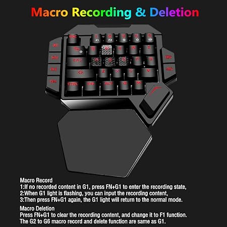 RGB One Handed Mechanical Gaming Keyboard,Colorful Backlit,Wrist Rest Support,Professional USB Wired Single Hand Mechanical Keyboard for Game
