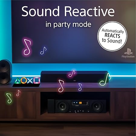 Klndcorner Playstation Controller Icons Light with 3 Light Modes - Sound Reactive, Dynamic Phasing, and Standard Mode - Gaming Desk Accessories and Game Room Decor