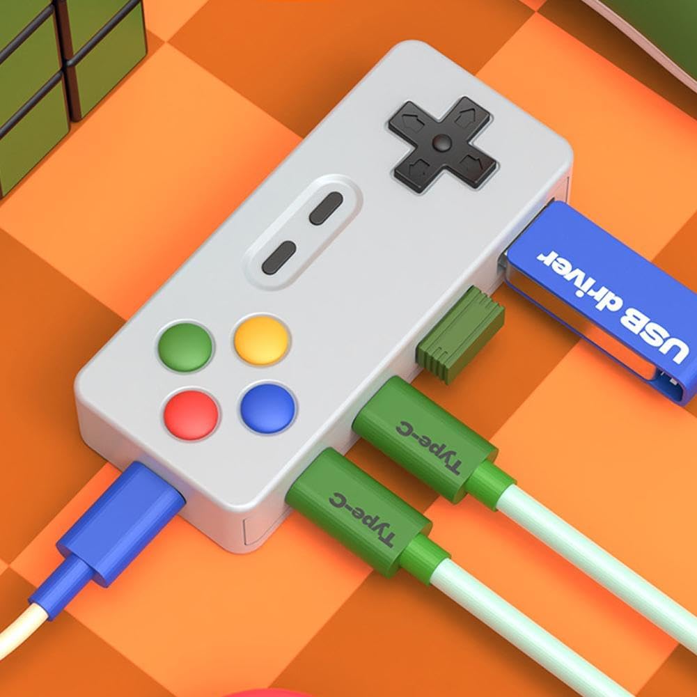 Klndcorner Creative and Personalized Cartoon Game Design Hub 4 in 1 Multi Port Expansion Mouse Keyboard USB Converter Connector