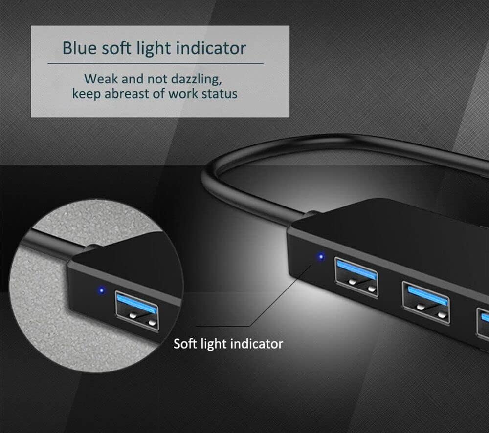 Klndcorner USB 3.0 Hub,  4-Port USB Hub USB Splitter USB Expander for Laptop, Xbox, Flash Drive, HDD, Console, Printer, Camera,Keyborad, Mouse(Not for Charging)