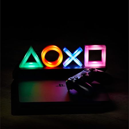Klndcorner Playstation Controller Icons Light with 3 Light Modes - Sound Reactive, Dynamic Phasing, and Standard Mode - Gaming Desk Accessories and Game Room Decor