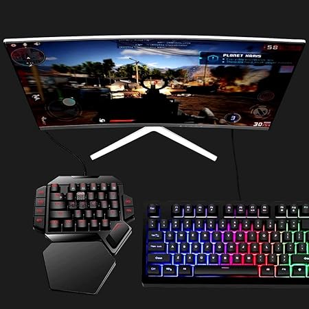 RGB One Handed Mechanical Gaming Keyboard,Colorful Backlit,Wrist Rest Support,Professional USB Wired Single Hand Mechanical Keyboard for Game