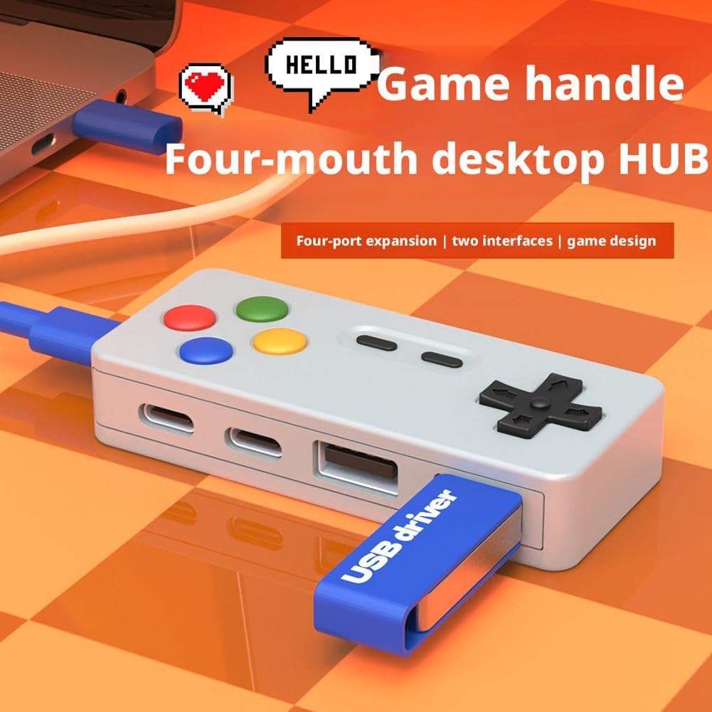 Klndcorner Creative and Personalized Cartoon Game Design Hub 4 in 1 Multi Port Expansion Mouse Keyboard USB Converter Connector