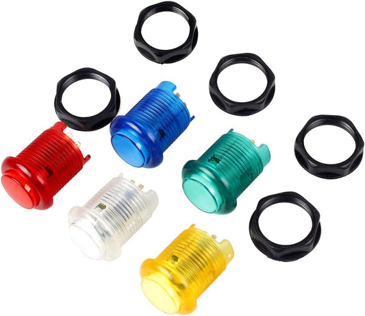 Klndcorner Arcade LED Lights Push Button Built-in Switch 5V Illuminated Buttons for Arcade Machine Games DIY Kit Parts Jamma Mame Raspberry Pi 1 2 3 ( Each Color of 1 Piece ) & 5 Colour