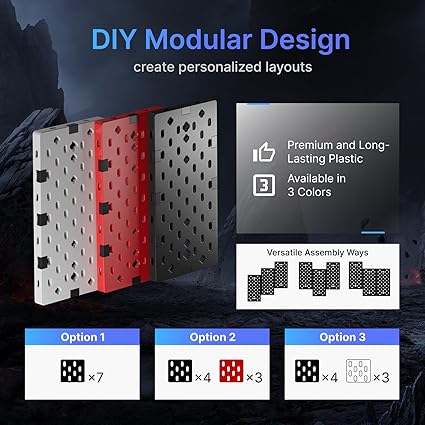 Klndcorner Controller and Headphone Holder Wall Mount, Modular Gaming Pegboard with Accessories, Controller Stand for Xbox PS5 PS4 Switch, Video Game Storage, Disc Shelf Organizer, 7pcs Pegboard, Black