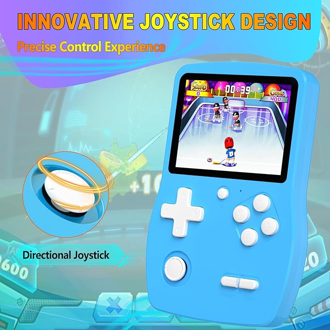 Klndcorner 32 Bit Handheld Games for Kids Preloaded 139 Video Games, Portable Video Gaming Player with 3.0" IPS Screen and Rechargeable Battery, Mini Travel Games Electronic Gifts Toys for Boys Girls, Blue