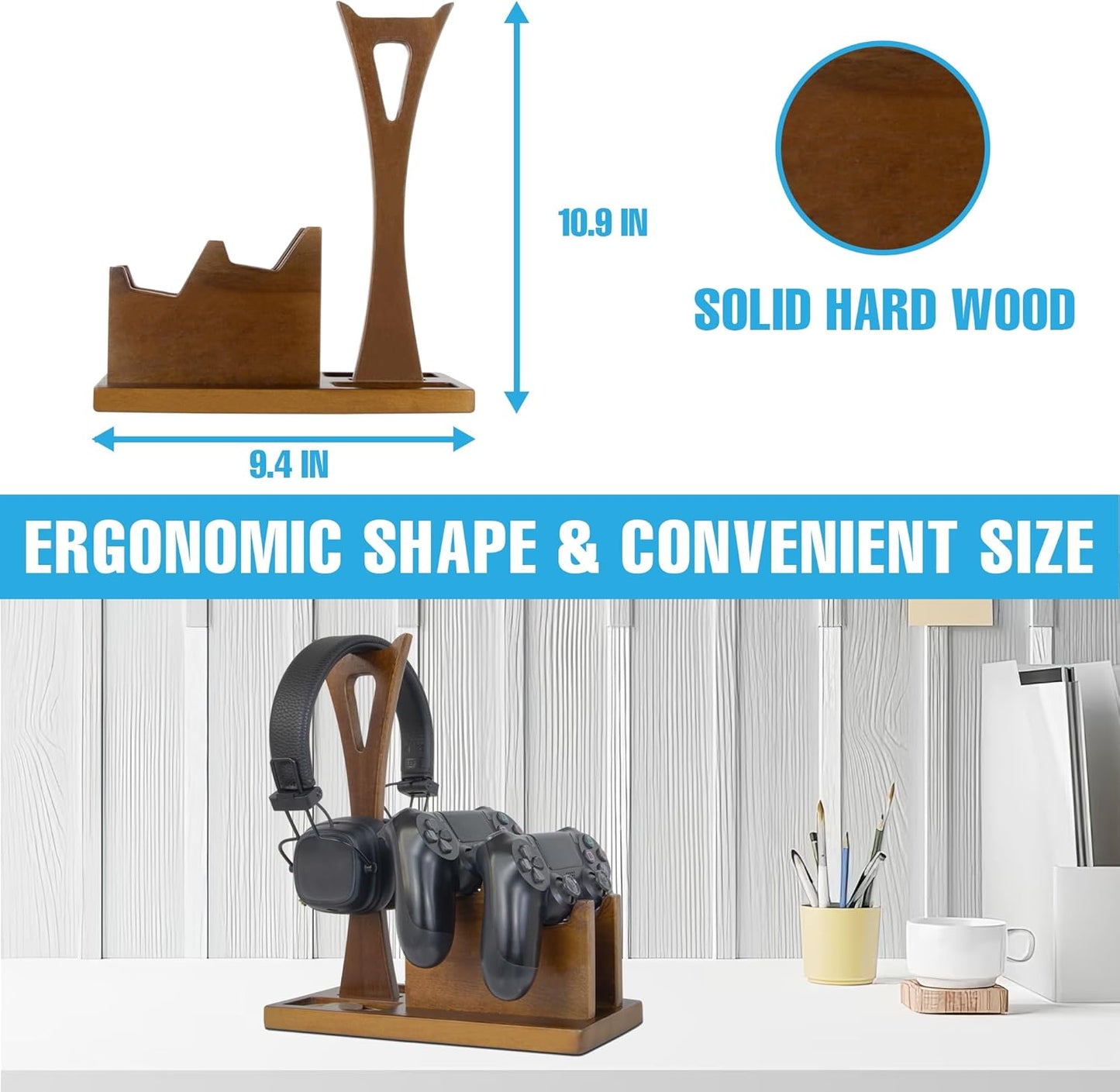 Klndcorner Game Controller Holder Gifts for Gamers to Organize Gaming Accessories & Headphone Holder, Unique Gamer Gifts Headset Stand Controllers Holders, Stylish Controller Stand Gaming Equipment