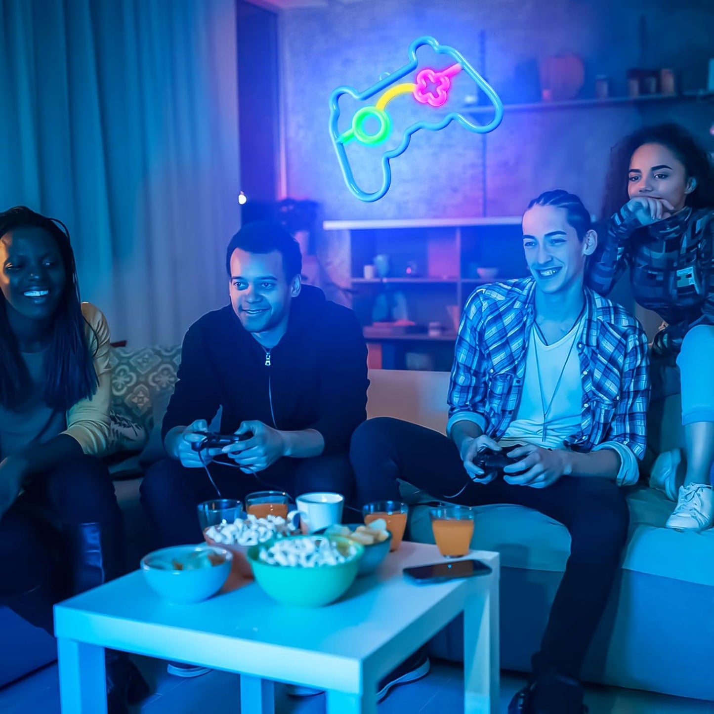 Klndcorner Gamer Neon Sign, Gamepad Controller Shape - USB/Battery Powered LED Wall Light for Gaming Room Decor, Retro Arcade Gifts for Teens Boys Kids