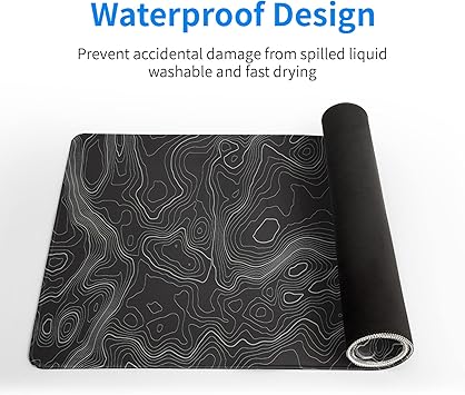 Klndcorner Topographic Contour Extended Big Mouse Pad Large,Gaming Mouse Pad Desk Pad,27.6x11.8 Inch Long Computer Keyboard Mouse Mat Mousepad with 3mm Non-Slip Base and Stitched Edge for Gaming and Office