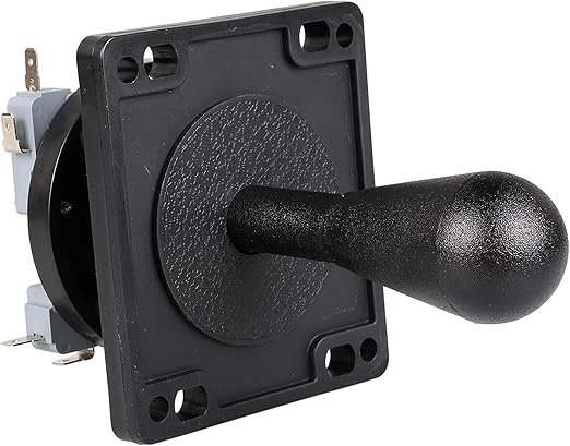Klndcorner Arcade Competition 2Pin Joystick BLACK Switchable From 8 Ways Operation, Elliptical Black Handle, Precision 8-Way 187" (4.8mm) terminal