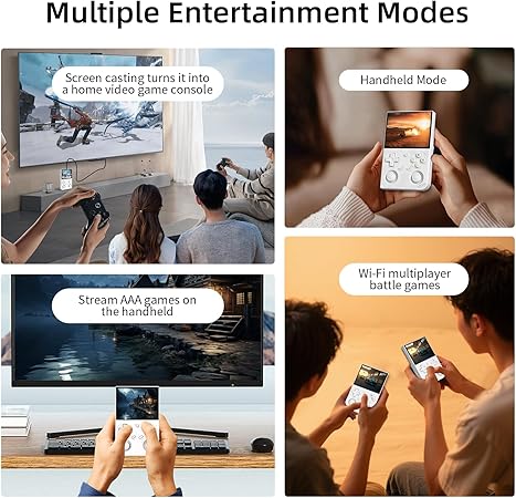 Klndcorner RG35XX Pro Handheld Game Consoles RG35XXPro Retro Gaming Console with 64GB Card 4353 Games Video Game Console Linux 64 Portable Pocket Arcade Support 30+ Simulators WiFi Bluetooth HD Output White