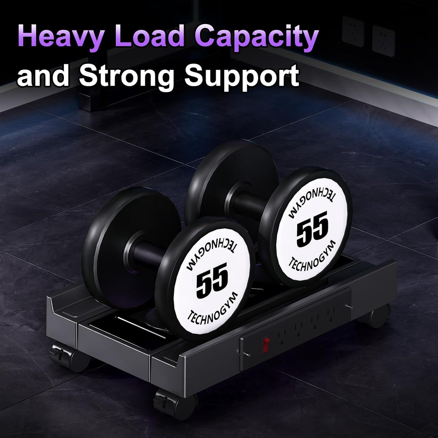 Klndcorner Adjustable Computer Tower Stand with Charging Station, PC Stand for Floor, Mobile CPU Holder with 4 Caster Wheels Fits Most PC Tower, Under Desk CPU Holder for Office,Gamers and Students