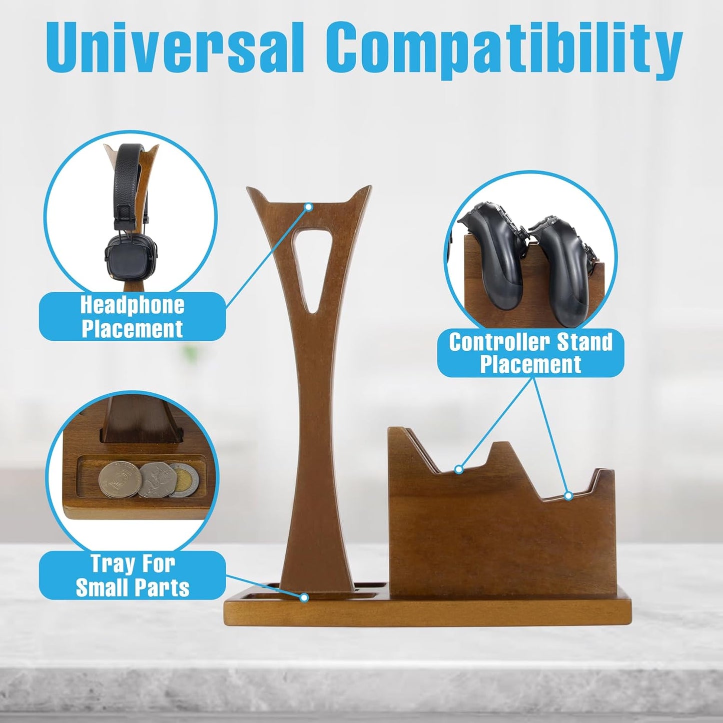 Klndcorner Game Controller Holder Gifts for Gamers to Organize Gaming Accessories & Headphone Holder, Unique Gamer Gifts Headset Stand Controllers Holders, Stylish Controller Stand Gaming Equipment