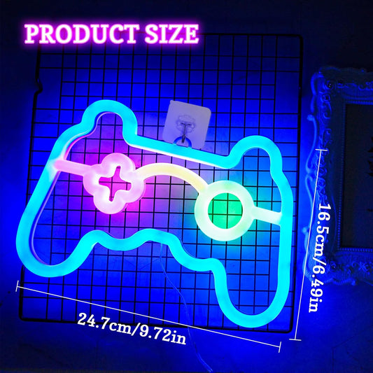 Klndcorner Gamer Neon Sign, Gamepad Controller Shape - USB/Battery Powered LED Wall Light for Gaming Room Decor, Retro Arcade Gifts for Teens Boys Kids