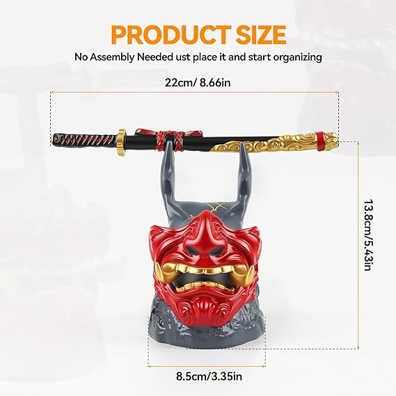 Klndcorner Gaming Controller Holder Stand Accessories: Samurai Warrior Mask Stand for PS5 Xbox Switch & Headsets, Resin Multi-Device Gaming Stand Desktop Organizer & Unique Gamer Gift