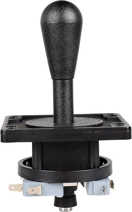 Klndcorner Arcade Competition 2Pin Joystick BLACK Switchable From 8 Ways Operation, Elliptical Black Handle, Precision 8-Way 187" (4.8mm) terminal