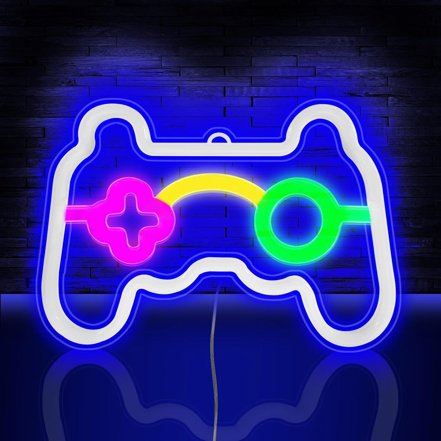 Klndcorner Gamer Neon Sign, Gamepad Controller Shape - USB/Battery Powered LED Wall Light for Gaming Room Decor, Retro Arcade Gifts for Teens Boys Kids