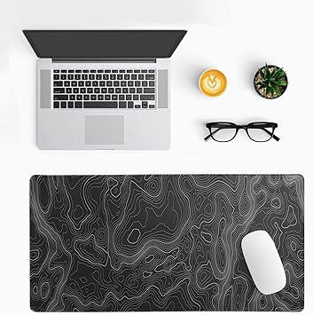 Klndcorner Topographic Contour Extended Big Mouse Pad Large,Gaming Mouse Pad Desk Pad,27.6x11.8 Inch Long Computer Keyboard Mouse Mat Mousepad with 3mm Non-Slip Base and Stitched Edge for Gaming and Office