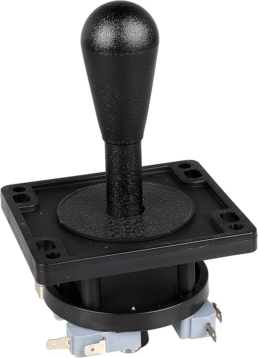 Klndcorner Arcade Competition 2Pin Joystick BLACK Switchable From 8 Ways Operation, Elliptical Black Handle, Precision 8-Way 187" (4.8mm) terminal