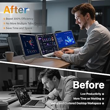 Klndcorner Upgraded Laptop Screen Extender Monitor Portable, 14.1" 1080P FHD IPS Screen, Monitor Extender for Laptop, Fit for 13-17", Plug & Play Compatiable with Windows/Mac/Chrome/Android
