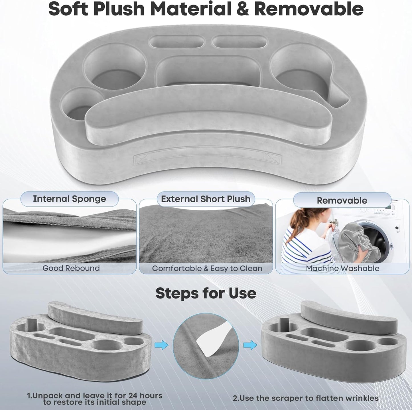 Klndcorner Couch Cup Holder Pillow Tray with 6 Slots, Gaming Pillow Couch Cupholder Tray with Armrest Cushion, Couch Caddy & Buddy with Drink, Controller, Remote, Phone Holder, Gaming Snack Holder