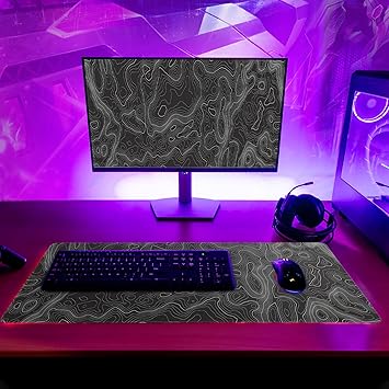 Klndcorner Topographic Contour Extended Big Mouse Pad Large,Gaming Mouse Pad Desk Pad,27.6x11.8 Inch Long Computer Keyboard Mouse Mat Mousepad with 3mm Non-Slip Base and Stitched Edge for Gaming and Office