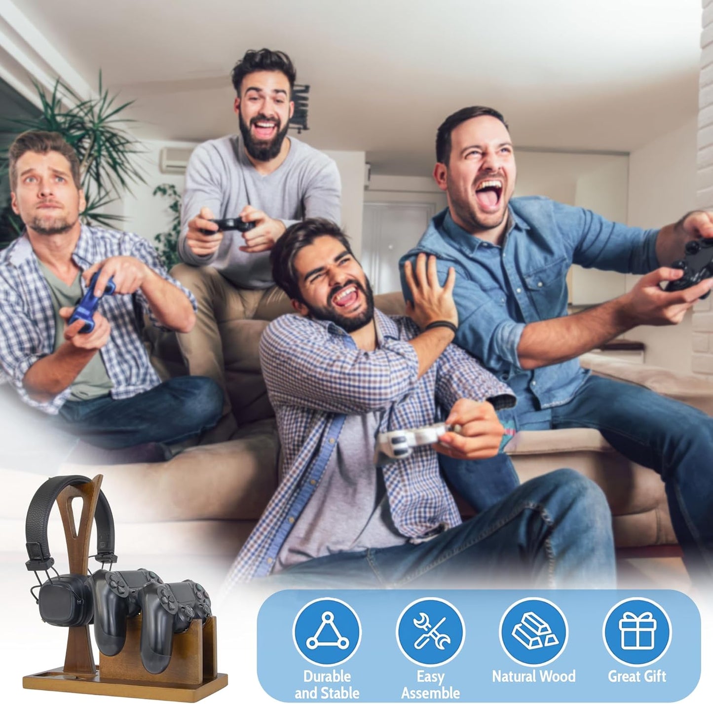 Klndcorner Game Controller Holder Gifts for Gamers to Organize Gaming Accessories & Headphone Holder, Unique Gamer Gifts Headset Stand Controllers Holders, Stylish Controller Stand Gaming Equipment