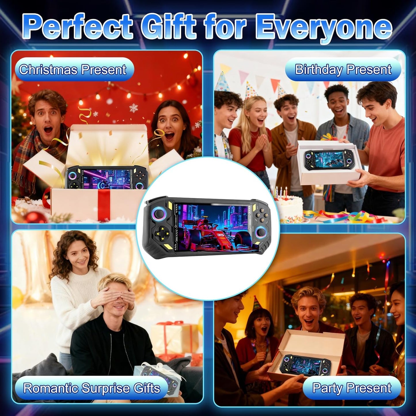 RG56PRO Retro Handheld Game Console - 5.5 Inch IPS Screen,31000+ Classic 3D Games,5000mAh Battery, Open Linux System,Portable Console with 128G TF Card - Birthday Gift for Boyfriend (Black)
