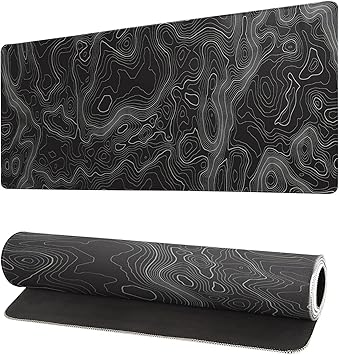 Klndcorner Topographic Contour Extended Big Mouse Pad Large,Gaming Mouse Pad Desk Pad,27.6x11.8 Inch Long Computer Keyboard Mouse Mat Mousepad with 3mm Non-Slip Base and Stitched Edge for Gaming and Office