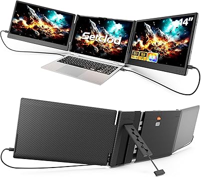 Klndcorner Upgraded Laptop Screen Extender Monitor Portable, 14.1" 1080P FHD IPS Screen, Monitor Extender for Laptop, Fit for 13-17", Plug & Play Compatiable with Windows/Mac/Chrome/Android